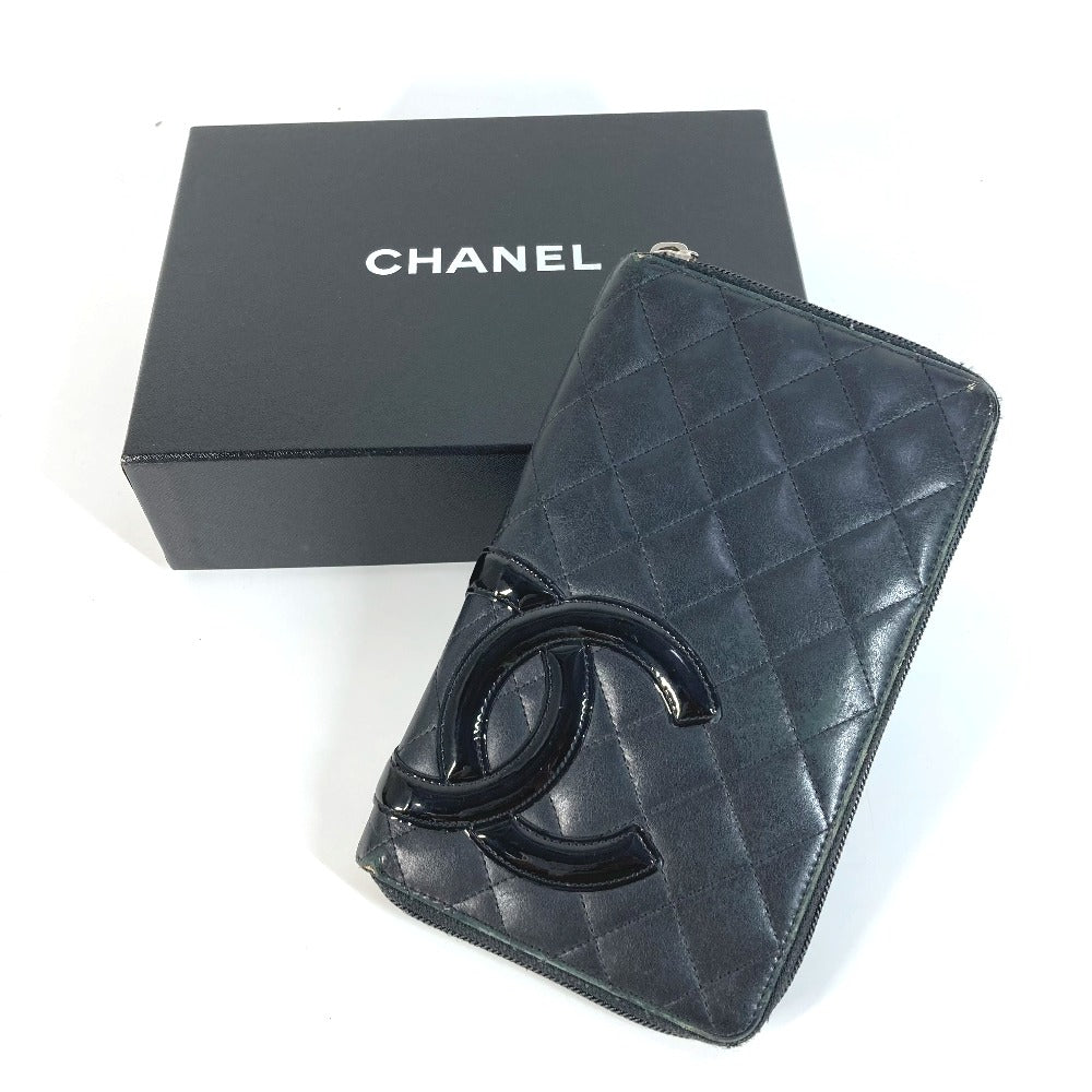 CHANEL A26710 カンボンライン トラベルケース CC ココマーク ラウンドファスナー 長財布 レザー レディース ブラック - brandshop-reference