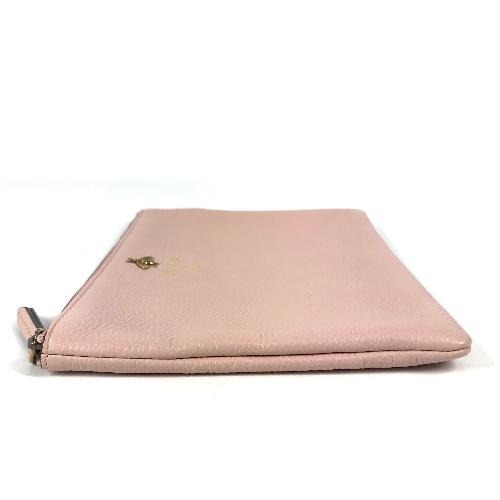 GUCCI 460187 ロゴ アニマリエ ビー 蜂 ハチ カバン セカンドバッグ ポーチ クラッチバッグ レザー ユニセックス ピンク - brandshop-reference