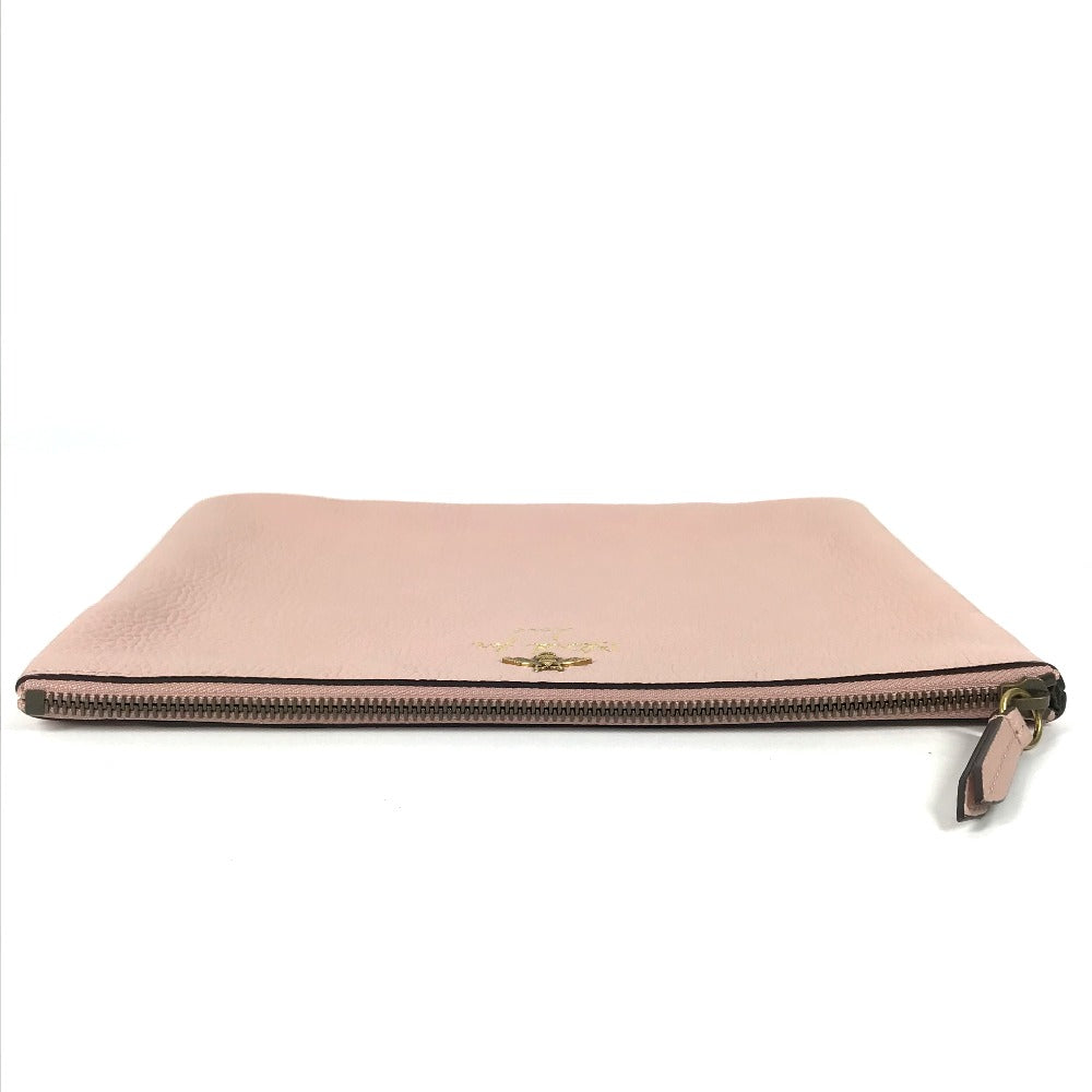 GUCCI 460187 ロゴ アニマリエ ビー 蜂 ハチ カバン セカンドバッグ ポーチ クラッチバッグ レザー ユニセックス ピンク - brandshop-reference