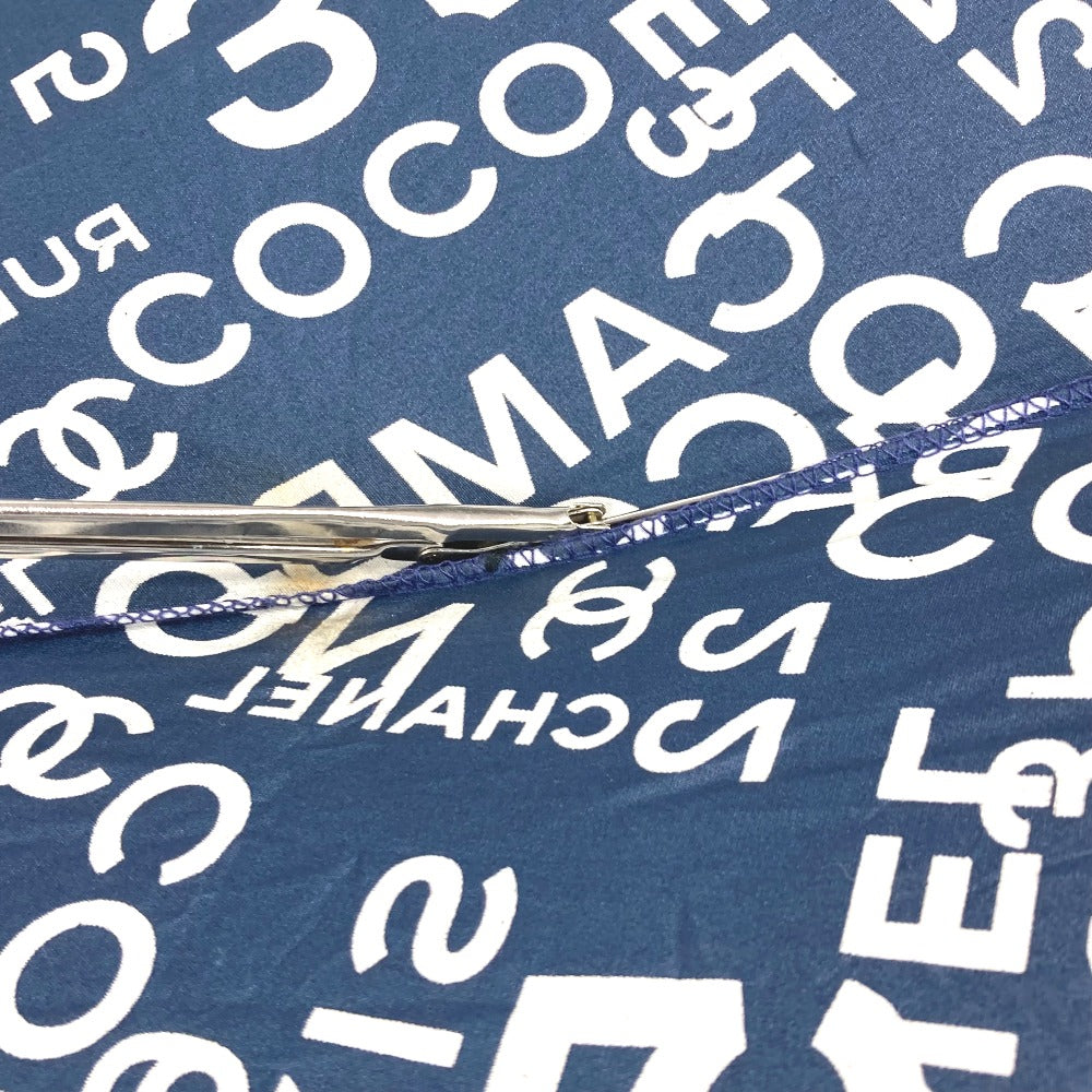 CHANEL バイシーライン パラプリュイ アンブレラ 折り畳み傘 ワンタッチ ポーチ付き 傘 コットン レディース ネイビー - brandshop-reference