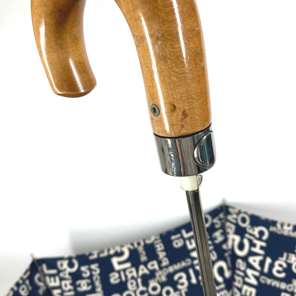 CHANEL バイシーライン パラプリュイ アンブレラ 折り畳み傘 ワンタッチ ポーチ付き 傘 コットン レディース ネイビー - brandshop-reference