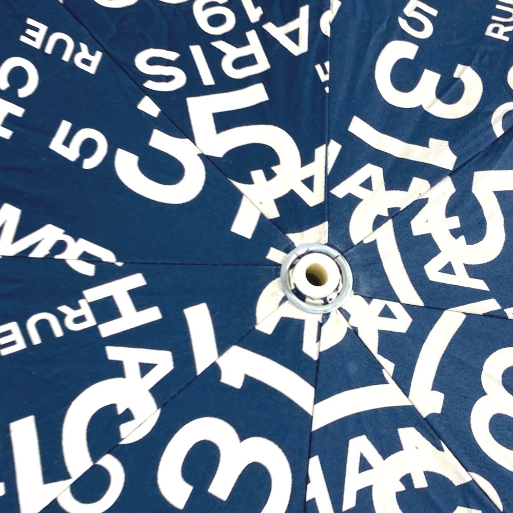 CHANEL バイシーライン パラプリュイ アンブレラ 折り畳み傘 ワンタッチ ポーチ付き 傘 コットン レディース ネイビー - brandshop-reference