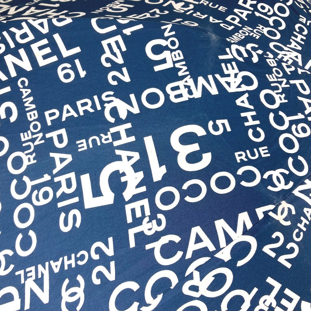 CHANEL バイシーライン パラプリュイ アンブレラ 折り畳み傘 ワンタッチ ポーチ付き 傘 コットン レディース ネイビー - brandshop-reference