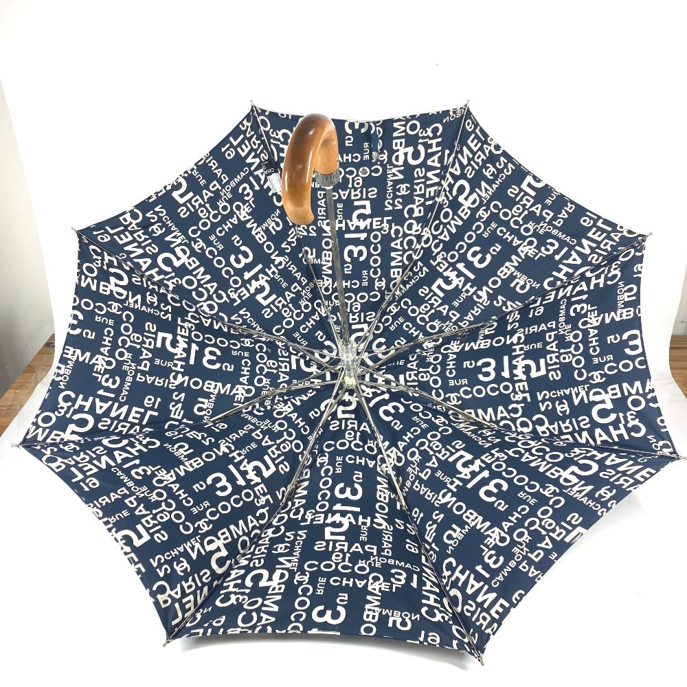 CHANEL バイシーライン パラプリュイ アンブレラ 折り畳み傘 ワンタッチ ポーチ付き 傘 コットン レディース ネイビー - brandshop-reference