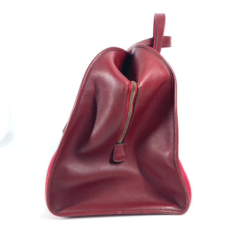 HERMES Hパンチングロゴ  フードゥ  旅行バッグ カバン トラベルバッグ ボストンバッグ フェルト ユニセックス レッド - brandshop-reference
