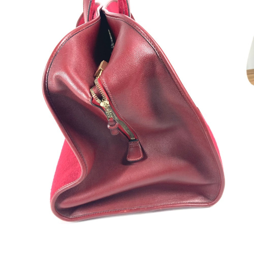 HERMES Hパンチングロゴ  フードゥ  旅行バッグ カバン トラベルバッグ ボストンバッグ フェルト ユニセックス レッド - brandshop-reference