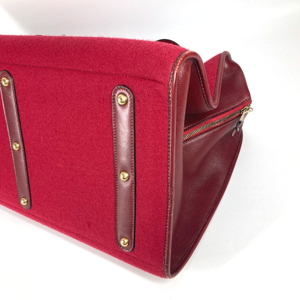 HERMES Hパンチングロゴ  フードゥ  旅行バッグ カバン トラベルバッグ ボストンバッグ フェルト ユニセックス レッド - brandshop-reference