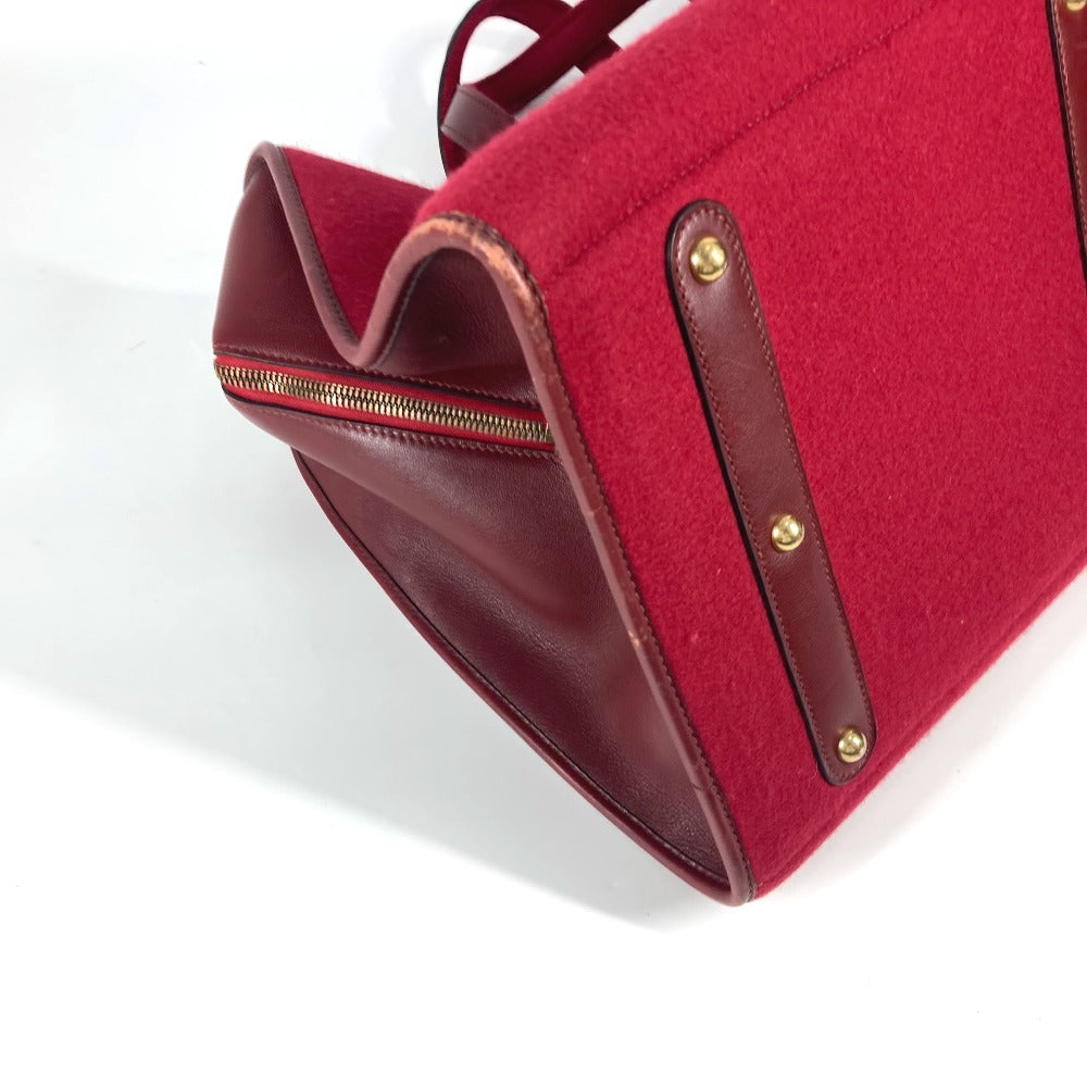 HERMES Hパンチングロゴ  フードゥ  旅行バッグ カバン トラベルバッグ ボストンバッグ フェルト ユニセックス レッド - brandshop-reference