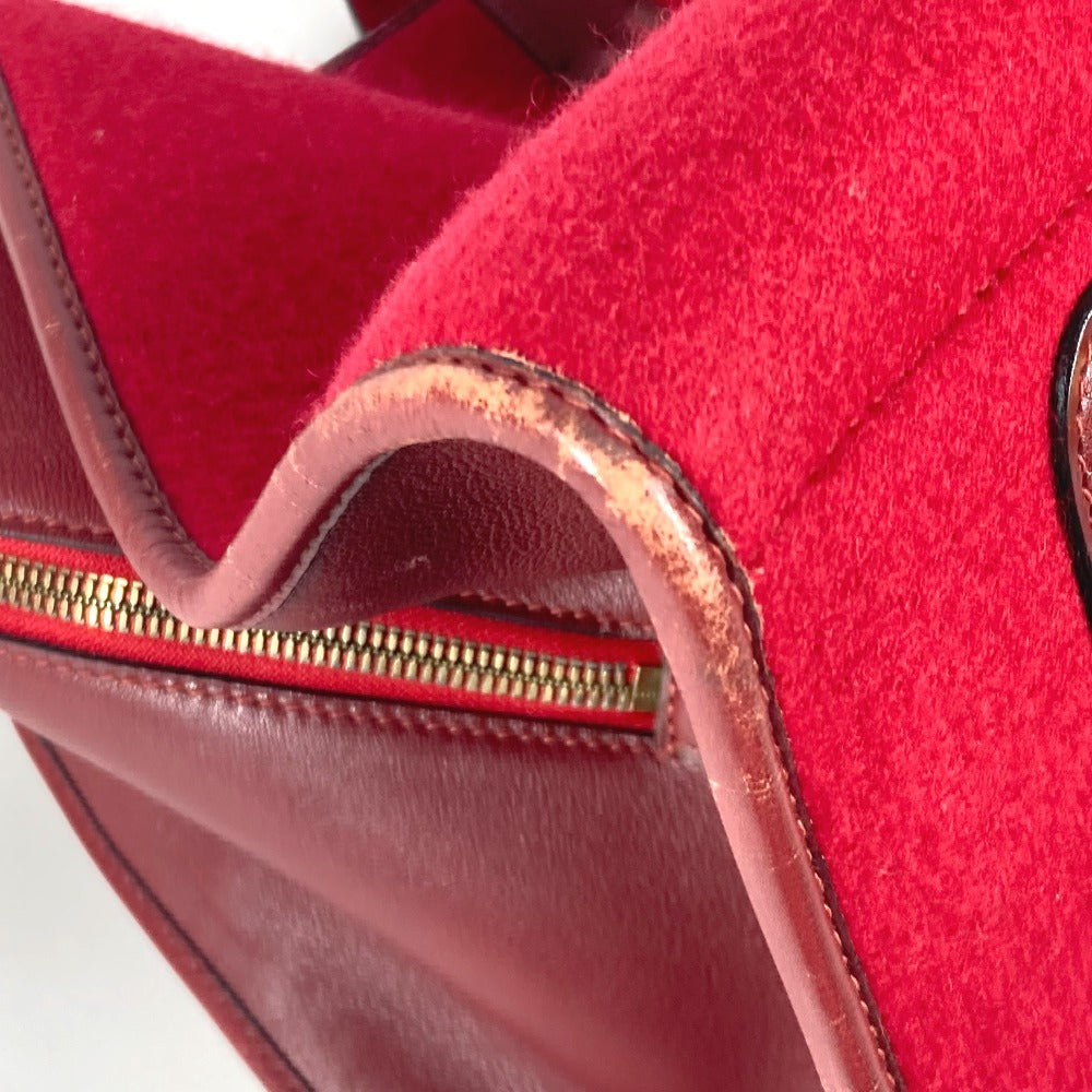 HERMES Hパンチングロゴ  フードゥ  旅行バッグ カバン トラベルバッグ ボストンバッグ フェルト ユニセックス レッド - brandshop-reference