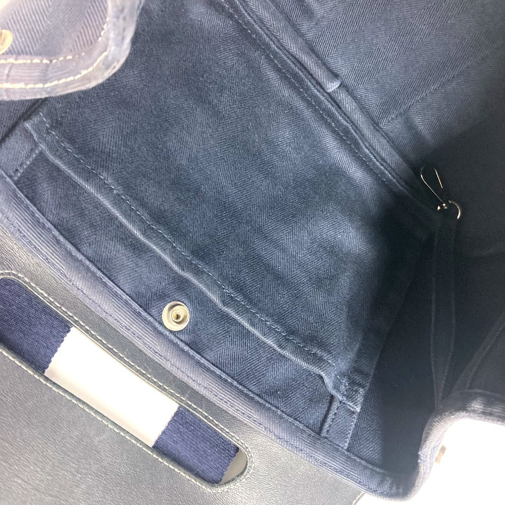 HERMES ヴァルパライソPM バルパライソ カバン トートバッグ  フラップ ハンドバッグ レザー/キャンバス ユニセックス ネイビー - brandshop-reference