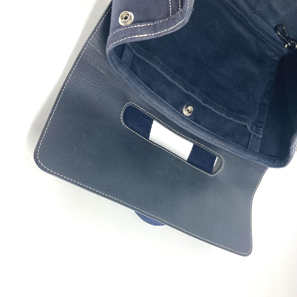 HERMES ヴァルパライソPM バルパライソ カバン トートバッグ  フラップ ハンドバッグ レザー/キャンバス ユニセックス ネイビー - brandshop-reference