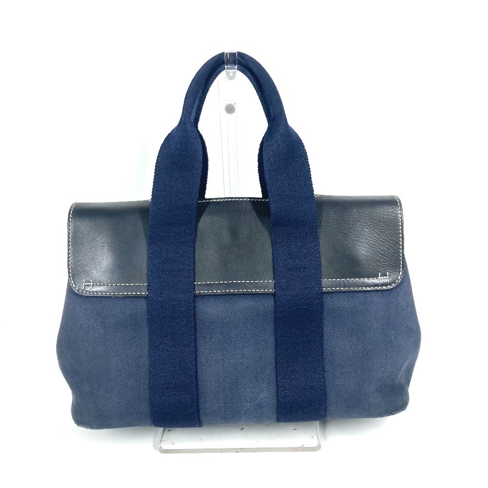 HERMES ヴァルパライソPM バルパライソ カバン トートバッグ  フラップ ハンドバッグ レザー/キャンバス ユニセックス ネイビー - brandshop-reference