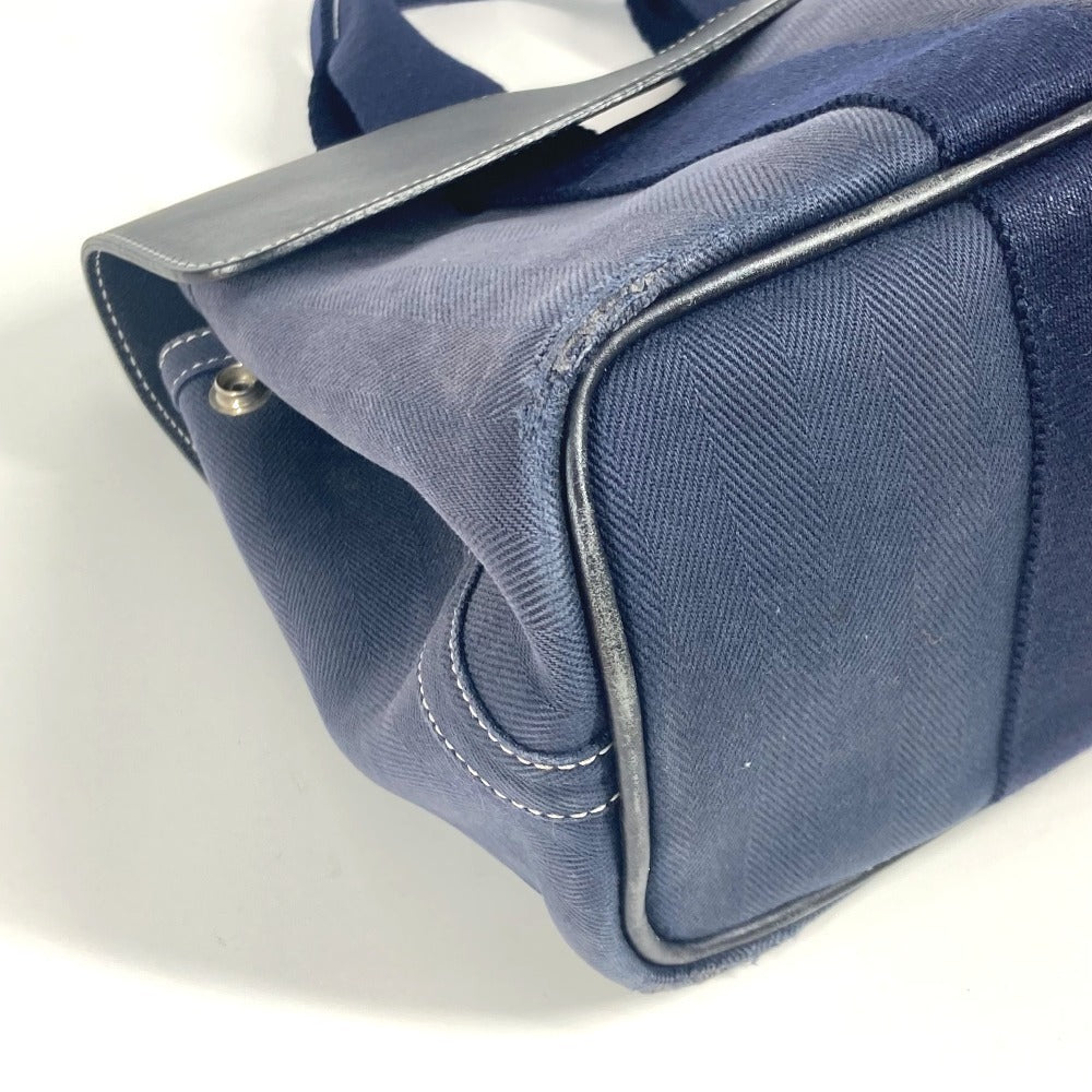 HERMES ヴァルパライソPM バルパライソ カバン トートバッグ  フラップ ハンドバッグ レザー/キャンバス ユニセックス ネイビー - brandshop-reference