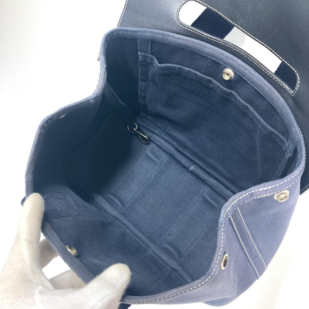 HERMES ヴァルパライソPM バルパライソ カバン トートバッグ  フラップ ハンドバッグ レザー/キャンバス ユニセックス ネイビー - brandshop-reference