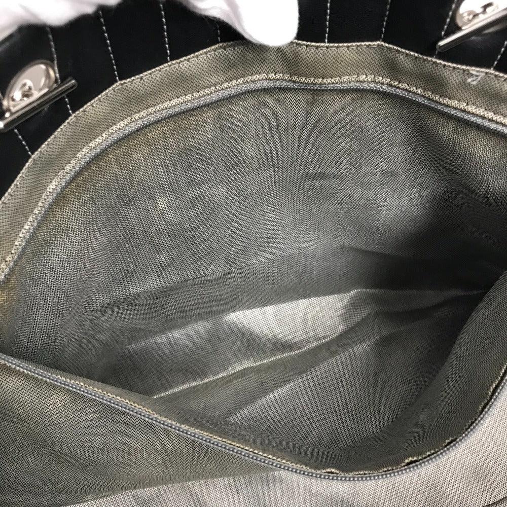 CHANEL CC ココマーク ロゴ ストライプ Wチェーン 肩掛け トートバッグ ショルダーバッグ レザー レディース ブラック - brandshop-reference