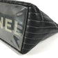 CHANEL CC ココマーク ロゴ ストライプ Wチェーン 肩掛け トートバッグ ショルダーバッグ レザー レディース ブラック - brandshop-reference
