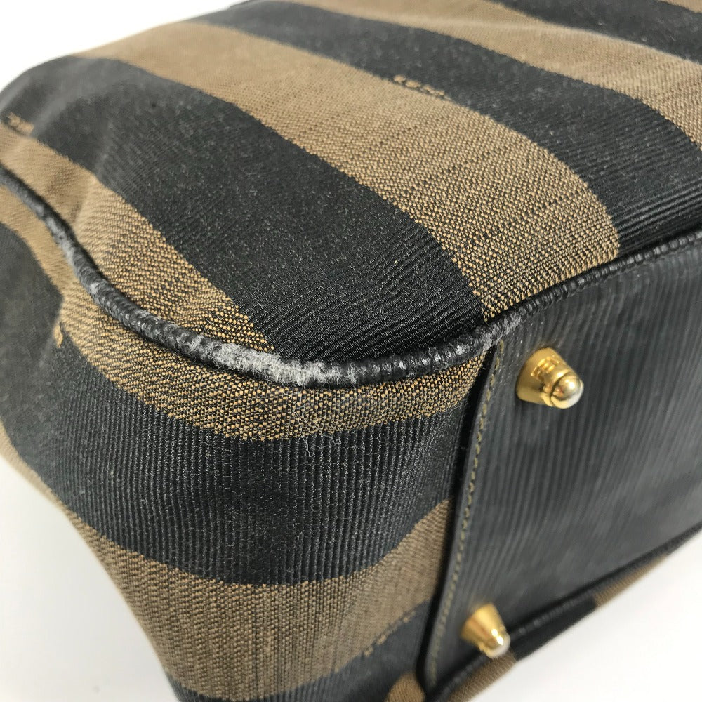 FENDI ヴィンテージ ペカン カバン ミニボストンバッグ ショルダーバッグ 肩掛け ハンドバッグ レザー/キャンバス レディース ブラック - brandshop-reference