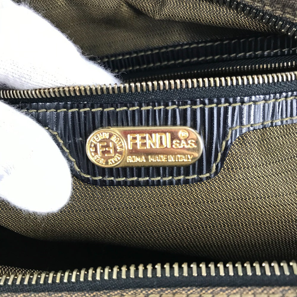 FENDI ヴィンテージ ペカン カバン ミニボストンバッグ ショルダーバッグ 肩掛け ハンドバッグ レザー/キャンバス レディース ブラック - brandshop-reference