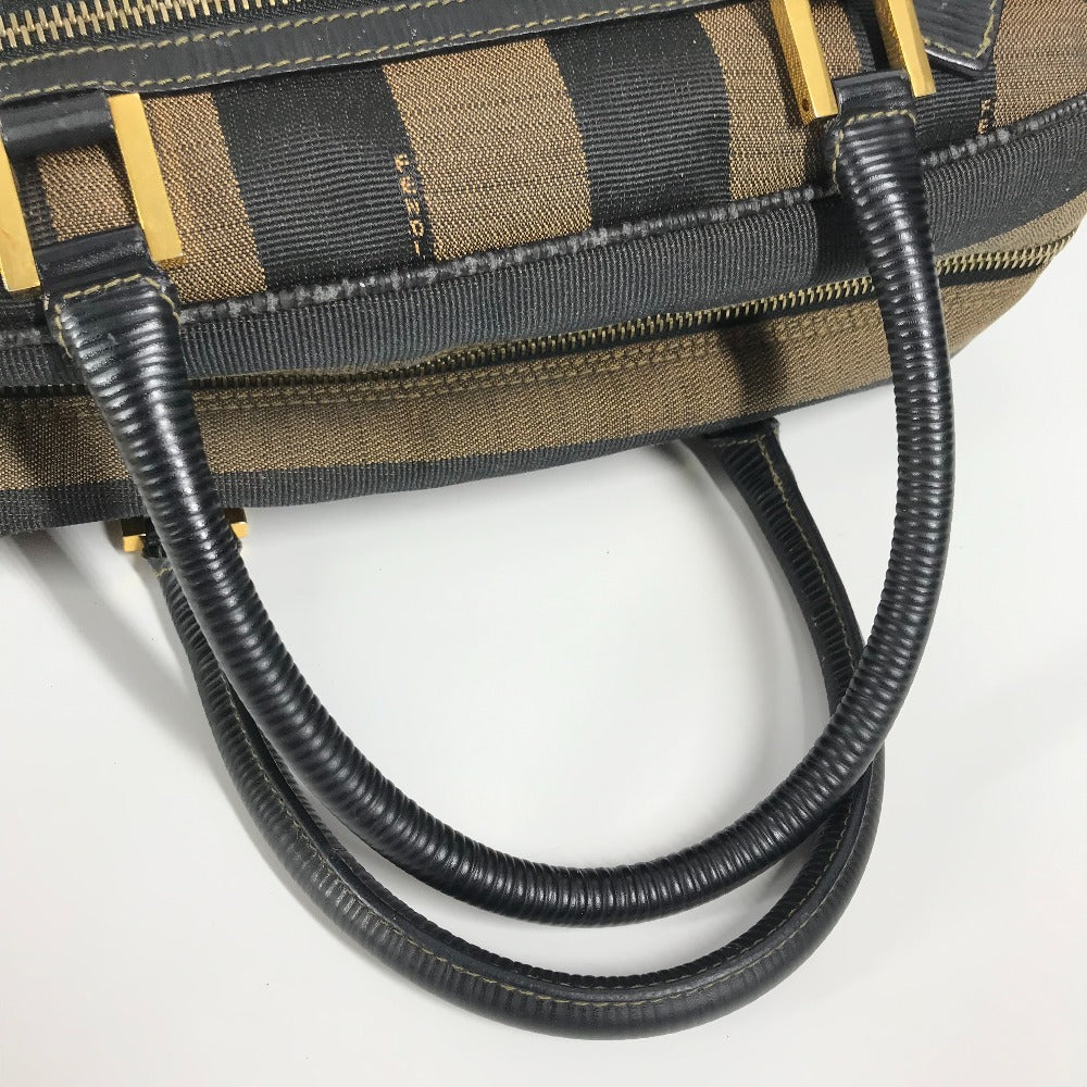 FENDI ヴィンテージ ペカン カバン ミニボストンバッグ ショルダーバッグ 肩掛け ハンドバッグ レザー/キャンバス レディース ブラック - brandshop-reference