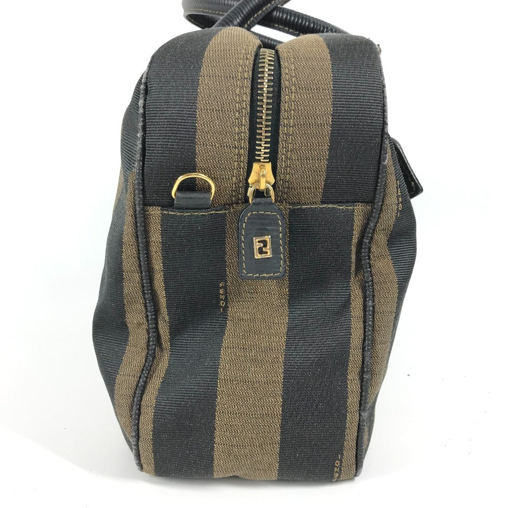 FENDI ヴィンテージ ペカン カバン ミニボストンバッグ ショルダーバッグ 肩掛け ハンドバッグ レザー/キャンバス レディース ブラック - brandshop-reference