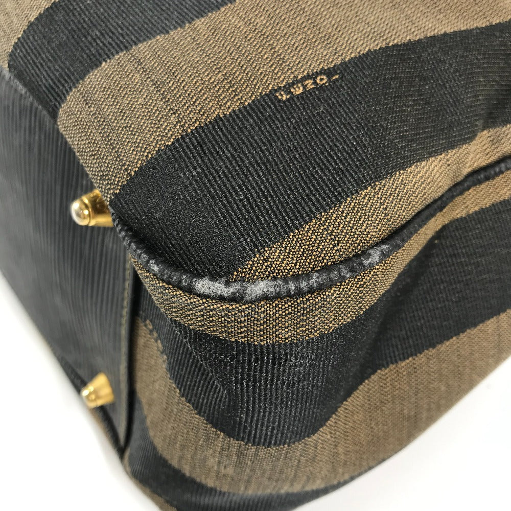 FENDI ヴィンテージ ペカン カバン ミニボストンバッグ ショルダーバッグ 肩掛け ハンドバッグ レザー/キャンバス レディース ブラック - brandshop-reference