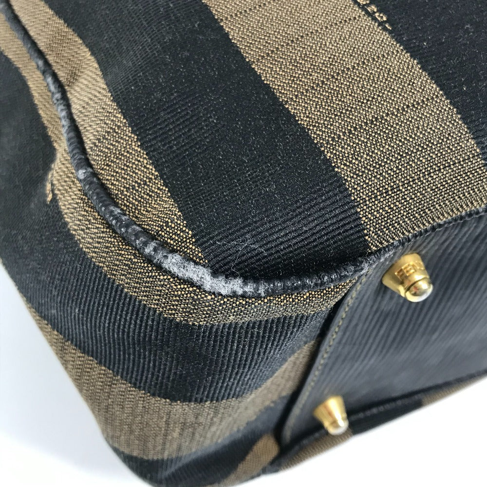 FENDI ヴィンテージ ペカン カバン ミニボストンバッグ ショルダーバッグ 肩掛け ハンドバッグ レザー/キャンバス レディース ブラック - brandshop-reference