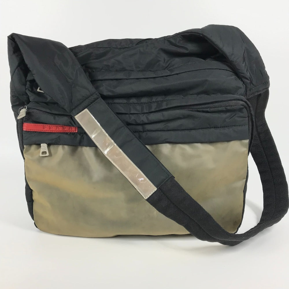 PRADA ロゴ カバン 斜め掛け ポシェット ショルダーバッグ ナイロン ユニセックス ブラック - brandshop-reference