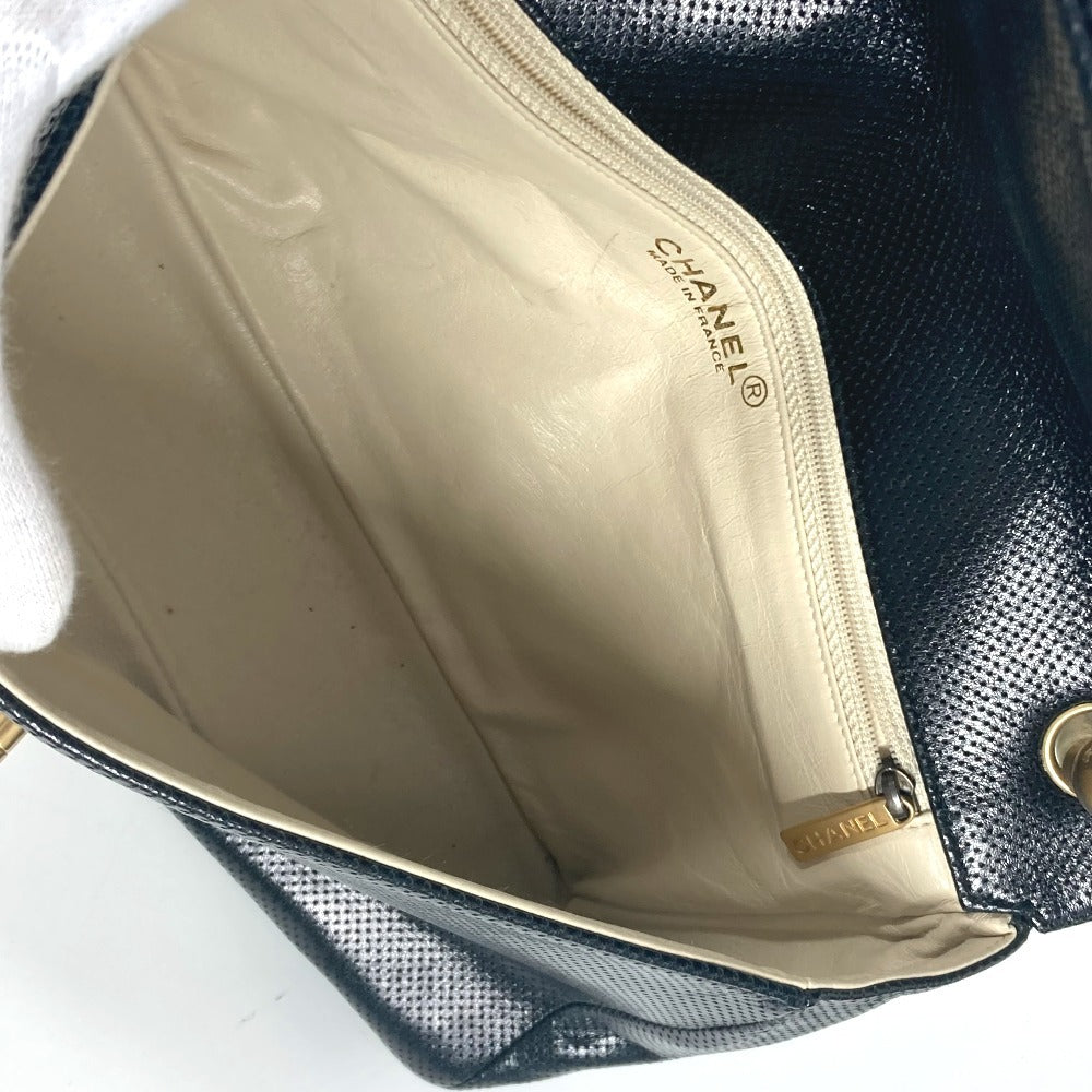 CHANEL バイカラー CC ココマーク パンチング カバン フラップ 肩掛け ショルダーバッグ レザー レディース ブラック - brandshop-reference