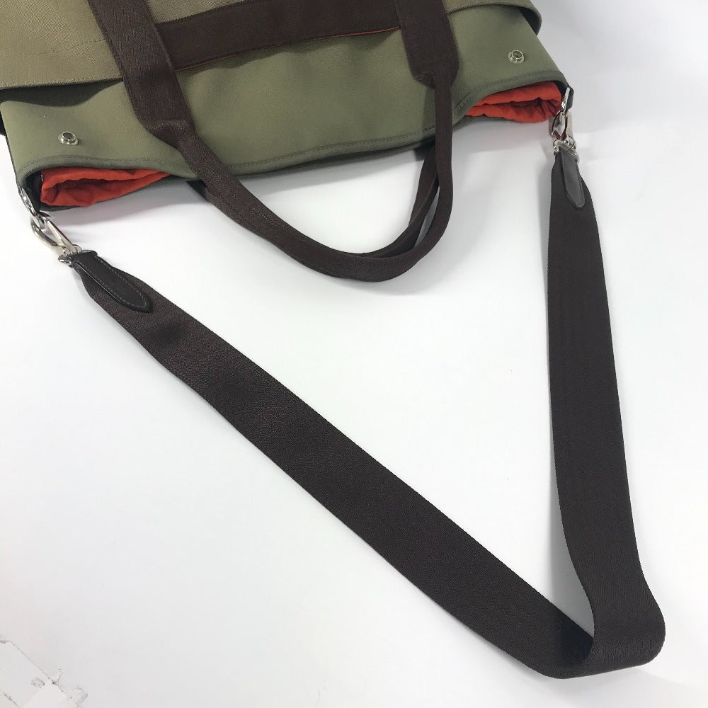 HERMES バッグインバッグ付き サックドパンサージュ グルーム 2WAY ショルダーバッグ 斜め掛け トートバッグ レザー/キャンバス レディース カーキ - brandshop-reference