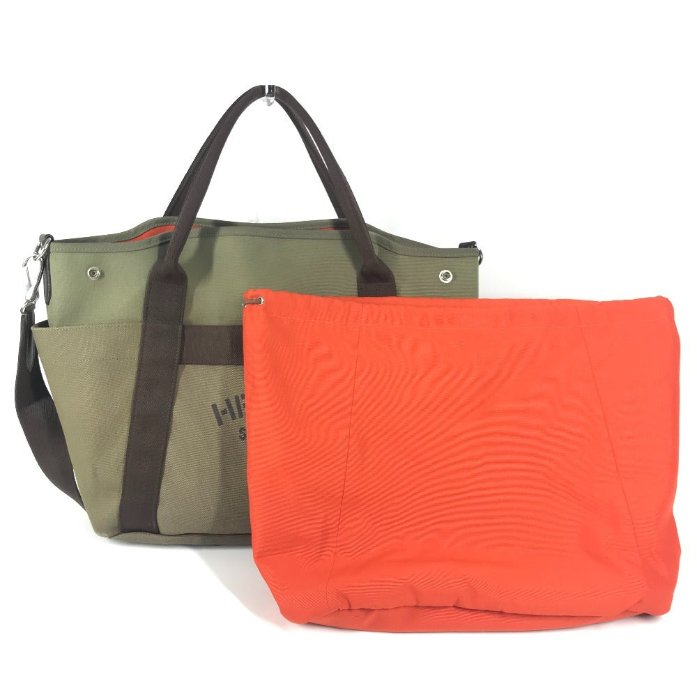 HERMES バッグインバッグ付き サックドパンサージュ グルーム 2WAY ショルダーバッグ 斜め掛け トートバッグ レザー/キャンバス レディース カーキ - brandshop-reference