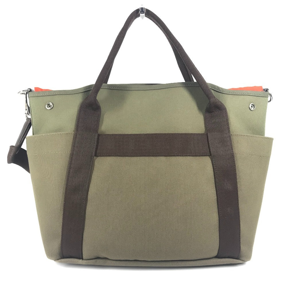 HERMES バッグインバッグ付き サックドパンサージュ グルーム 2WAY ショルダーバッグ 斜め掛け トートバッグ レザー/キャンバス レディース カーキ - brandshop-reference