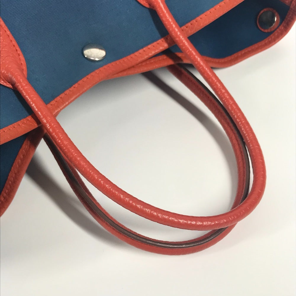 HERMES ガーデンパー ティTPM  カバン ハンドバッグ バイカラー トートバッグ レザー/キャンバス レディース ブルー - brandshop-reference