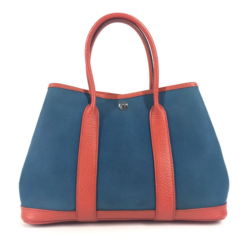 HERMES ガーデンパー ティTPM  カバン ハンドバッグ バイカラー トートバッグ レザー/キャンバス レディース ブルー - brandshop-reference