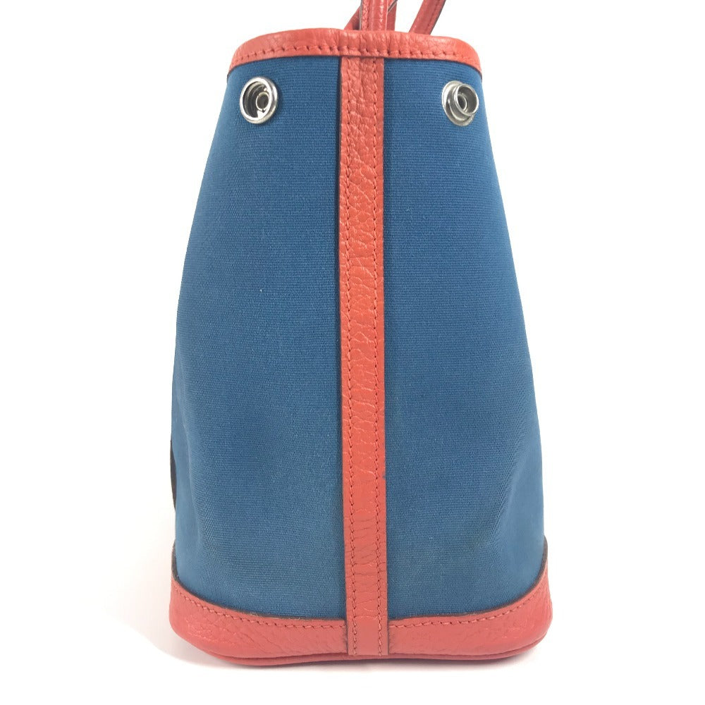 HERMES ガーデンパー ティTPM  カバン ハンドバッグ バイカラー トートバッグ レザー/キャンバス レディース ブルー - brandshop-reference