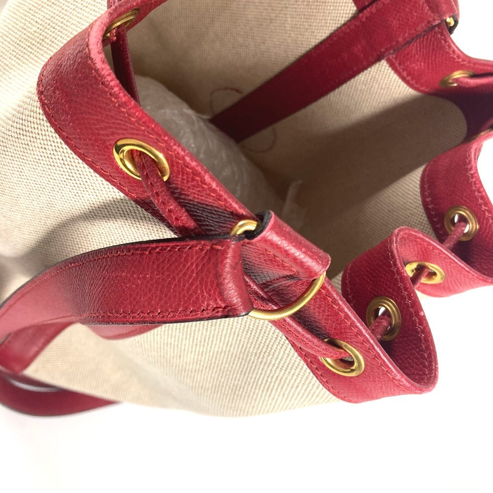 HERMES ヴィンテージ スタンディ カバン 斜め掛け 巾着バッグ ショルダーバッグ レザー/キャンバス レディース レッド - brandshop-reference