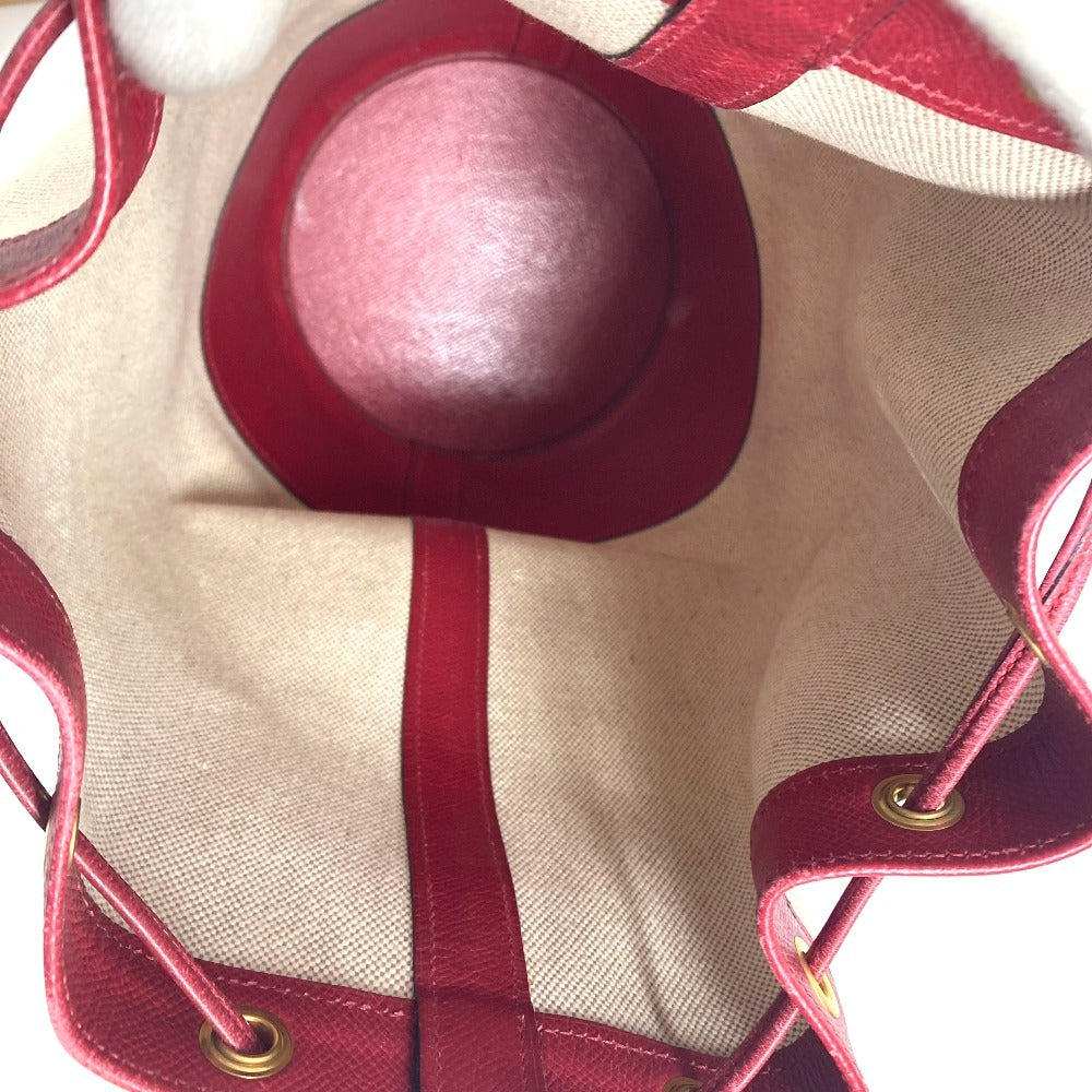 HERMES ヴィンテージ スタンディ カバン 斜め掛け 巾着バッグ ショルダーバッグ レザー/キャンバス レディース レッド - brandshop-reference