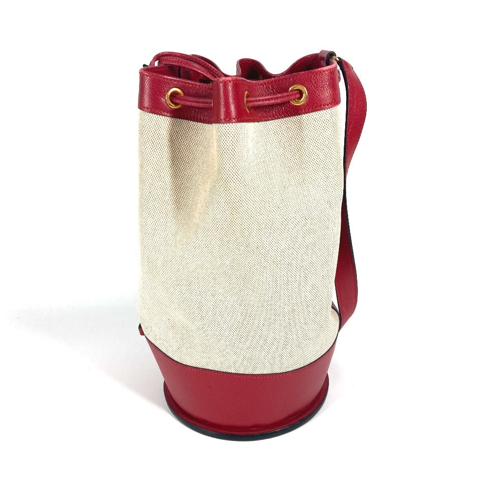 HERMES ヴィンテージ スタンディ カバン 斜め掛け 巾着バッグ ショルダーバッグ レザー/キャンバス レディース レッド - brandshop-reference