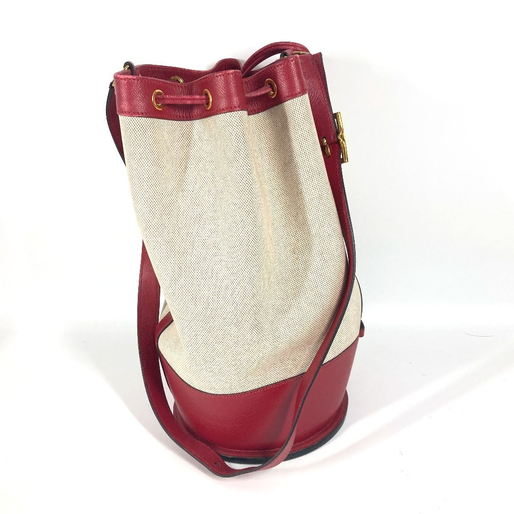 HERMES ヴィンテージ スタンディ カバン 斜め掛け 巾着バッグ ショルダーバッグ レザー/キャンバス レディース レッド - brandshop-reference