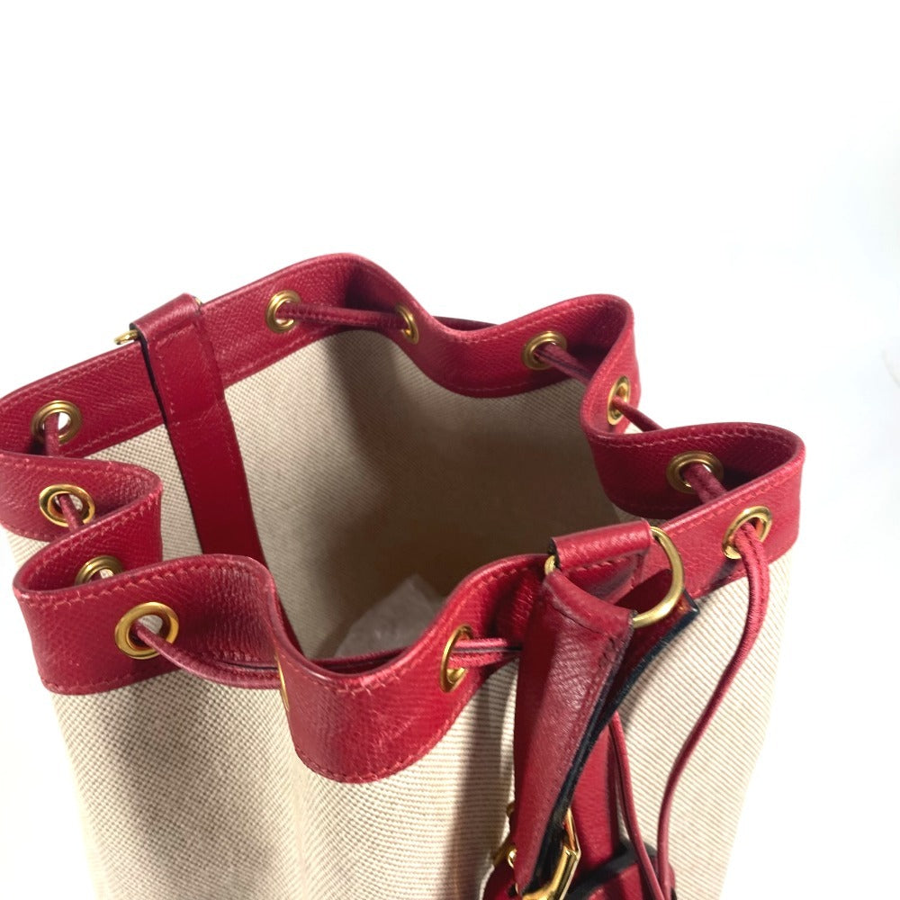 HERMES ヴィンテージ スタンディ カバン 斜め掛け 巾着バッグ ショルダーバッグ レザー/キャンバス レディース レッド - brandshop-reference