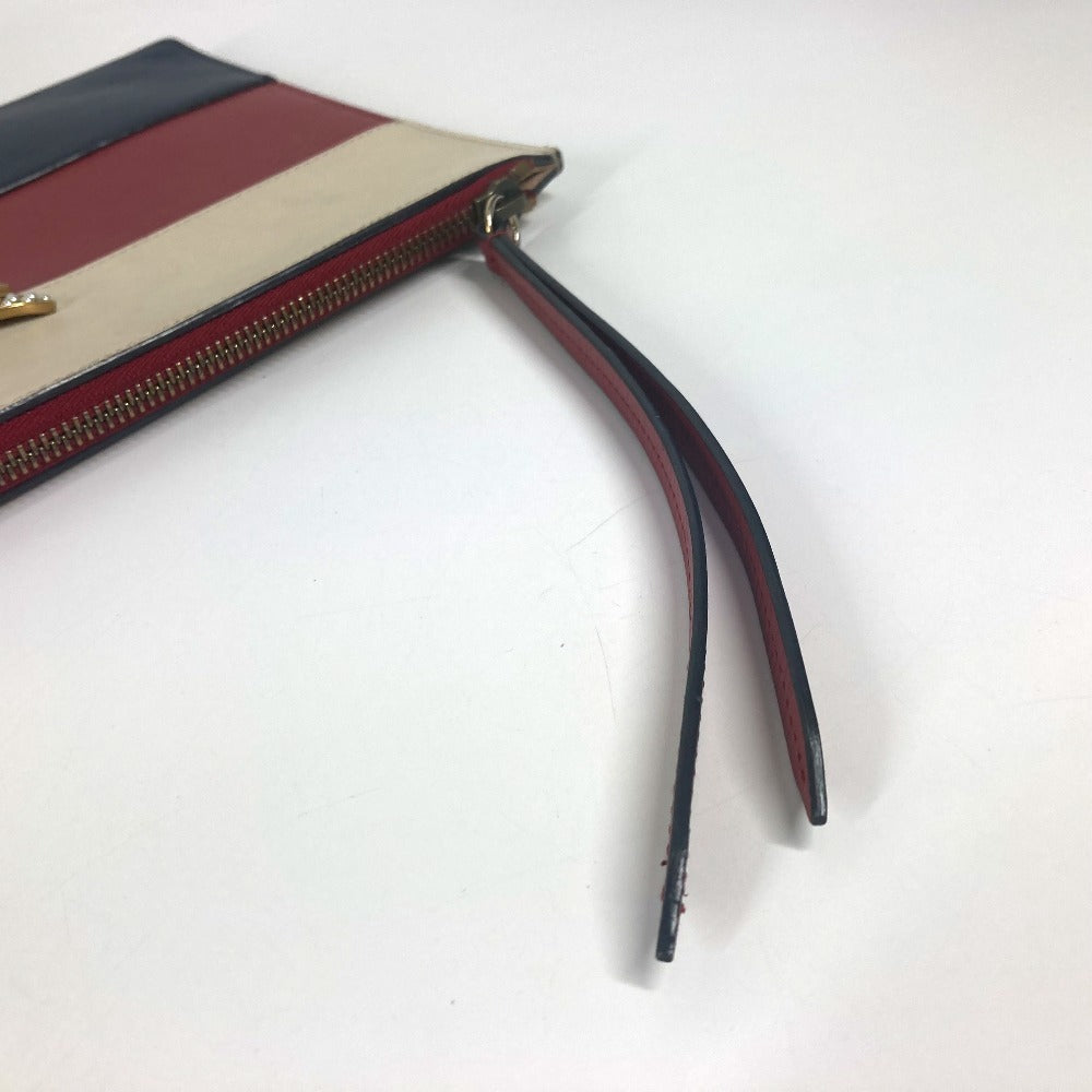 GUCCI 476077 BEE 蜂 ボーダー パール ラインストーン カバン ポーチ セカンドバッグ クラッチバッグ レザー ユニセックス レッド - brandshop-reference