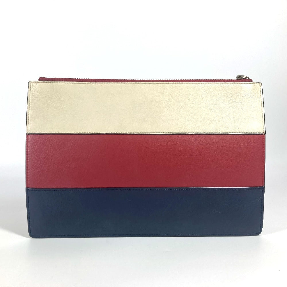 GUCCI 476077 BEE 蜂 ボーダー パール ラインストーン カバン ポーチ セカンドバッグ クラッチバッグ レザー ユニセックス レッド - brandshop-reference
