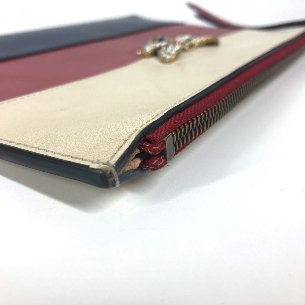 GUCCI 476077 BEE 蜂 ボーダー パール ラインストーン カバン ポーチ セカンドバッグ クラッチバッグ レザー ユニセックス レッド - brandshop-reference
