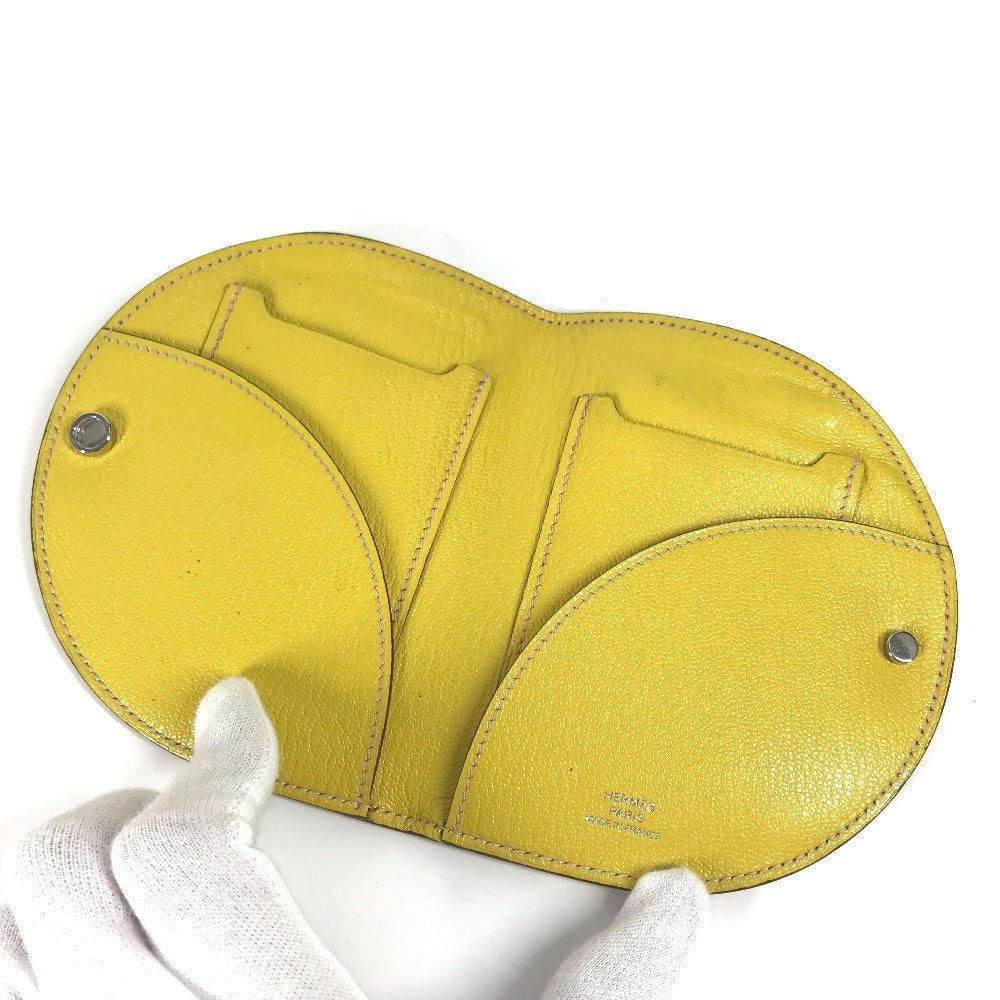 HERMES インザループ コンパクト 財布 小銭入れ コンパクトウォレット 2つ折り財布 コインケース レザー ユニセックス イエロー - brandshop-reference