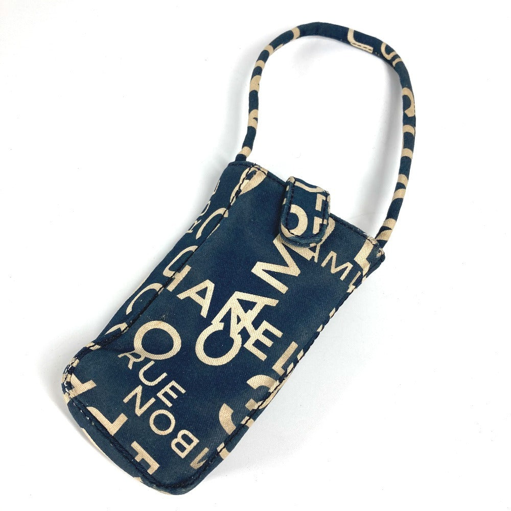 CHANEL バイシーライン ロゴ ショルダーバッグ 肩掛け 携帯ポーチ付き プラスチックチェーン トートバッグ キャンバス レディース ネイビー