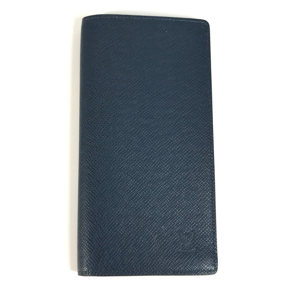 Louis Vuitton M33404 Taiga Portefeuille Long Wallet Bifold Flap Billfold Long Wallet Taiga Kulit Unisex Navy