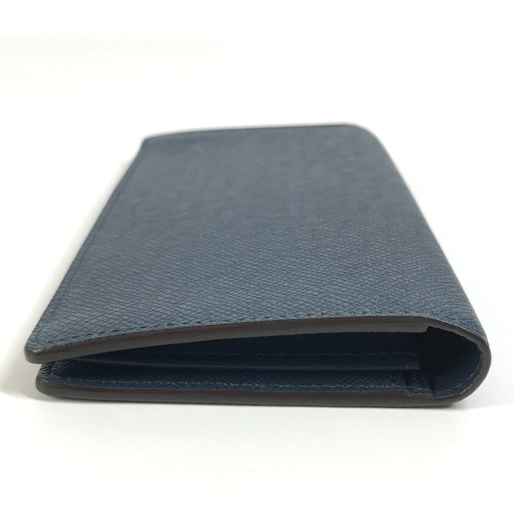 Louis Vuitton M33404 Taiga Portefeuille Long Wallet Bifold Flap Billfold Long Wallet Taiga Kulit Unisex Navy