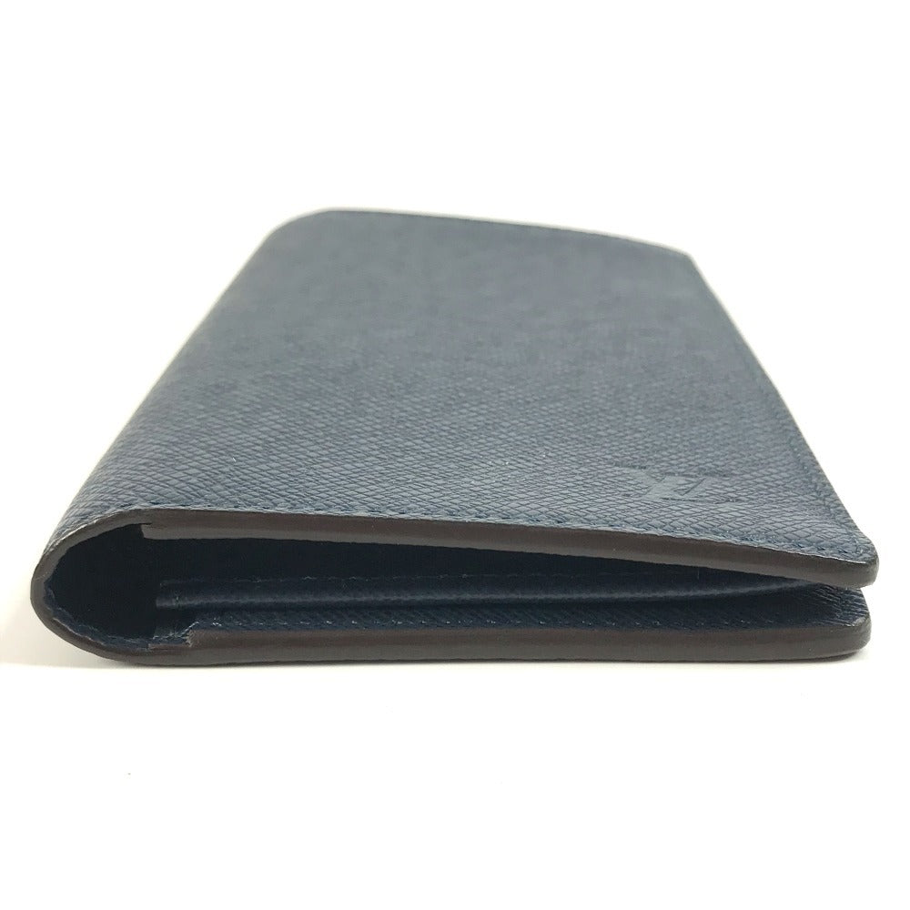 Louis Vuitton M33404 Taiga Portefeuille Long Wallet Bifold Flap Billfold Long Wallet Taiga Kulit Unisex Navy