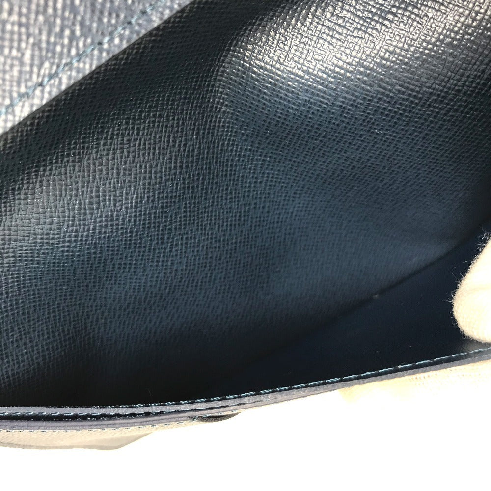 Louis Vuitton M33404 Taiga Portefeuille Long Wallet Bifold Flap Billfold Long Wallet Taiga Kulit Unisex Navy