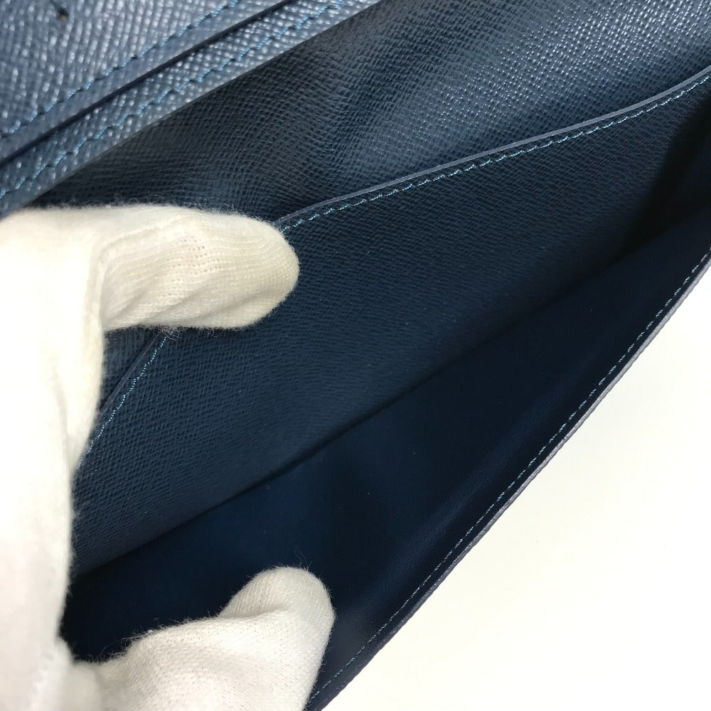 Louis Vuitton M33404 Taiga Portefeuille Long Wallet Bifold Flap Billfold Long Wallet Taiga Kulit Unisex Navy