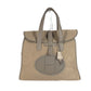 Hermes menumbuk h logo hoodoo tote beg beg boston beg tangan tangan/kanvas unisex kelabu